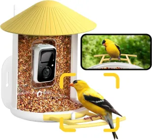 NETVUE Birdfy® AI Smart Bird Feeder with Camera, Lifetime AI Auto Capture Each Bird Come & Identify 6000  Bird Species, Cloud Storage Bird Videos & Birdwatching On Live, Ideal Present (Yellow)