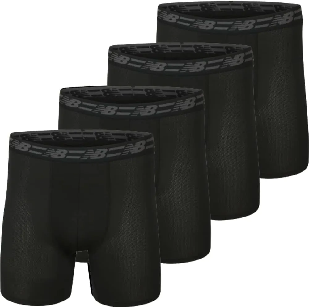 New Balance Men's Mesh 5" No Fly Boxer Brief (4 Pack)