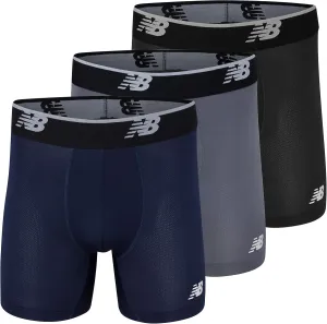 New Balance Men's No Fly Boxer Brief Underwear with Jacquard Waistband, Breathable Lightweight, Moisture Wicking (3 Pack)