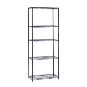 Nexel - 18"x24"x74", 5 Tier, Adjustable Wire Shelving Unit, NEXGuard Anti-Microbial Agent, NSF Listed Commercial Storage Rack, Blue Nexelon, Leveling feet