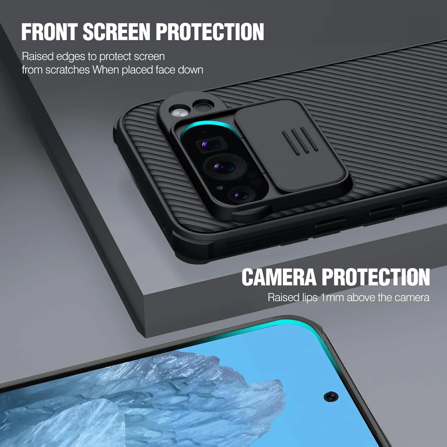 Nillkin Designed for Google Pixel 9 Pro XL Case with Slide Camera Cover, [Anti-Scratch] Hard PC & TPU Slim Shockproof Protective Phone Case for Google Pixel 9 Pro XL 6.10'' Green