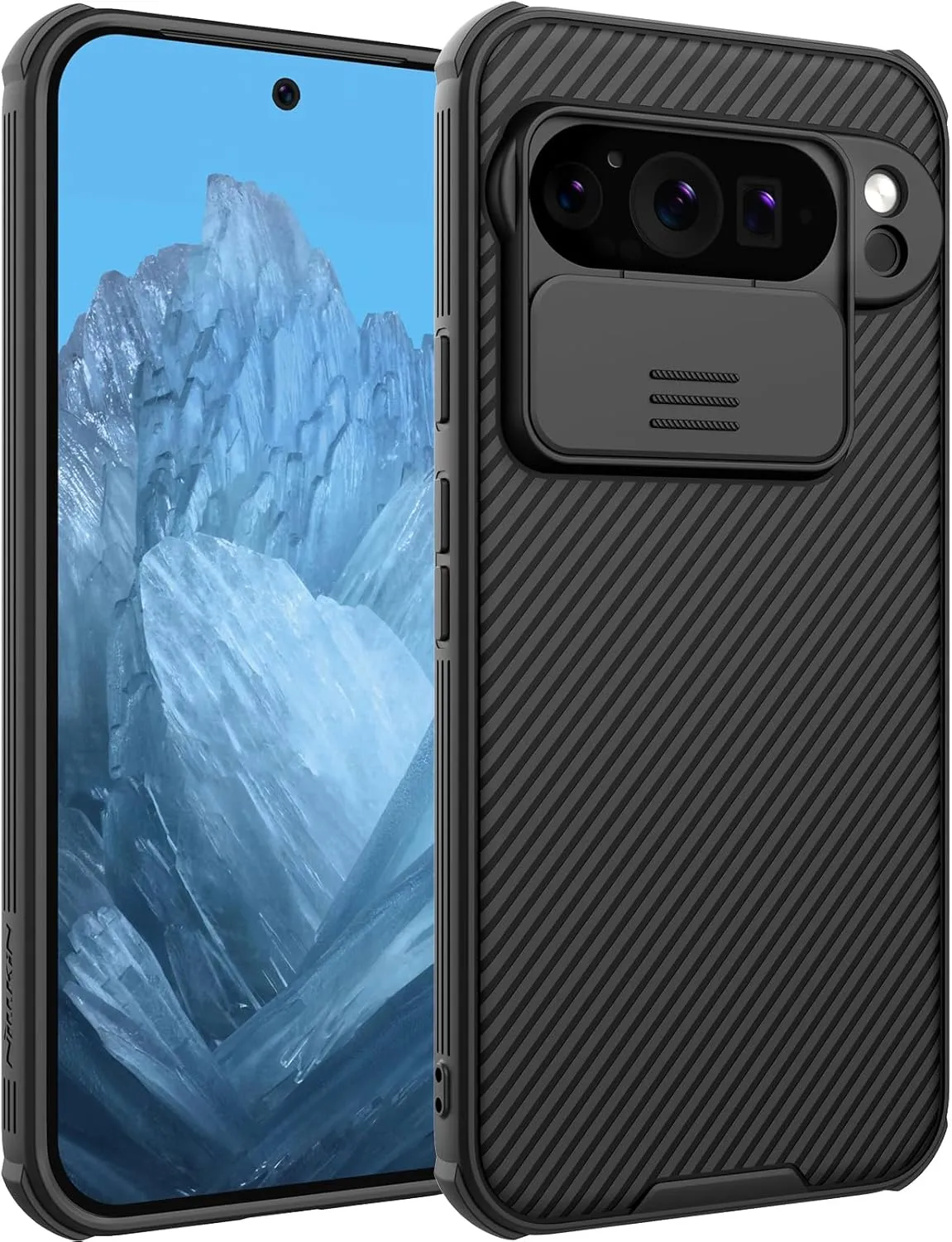 Nillkin Designed for Google Pixel 9 Pro XL Case with Slide Camera Cover, [Anti-Scratch] Hard PC & TPU Slim Shockproof Protective Phone Case for Google Pixel 9 Pro XL 6.8'' Black
