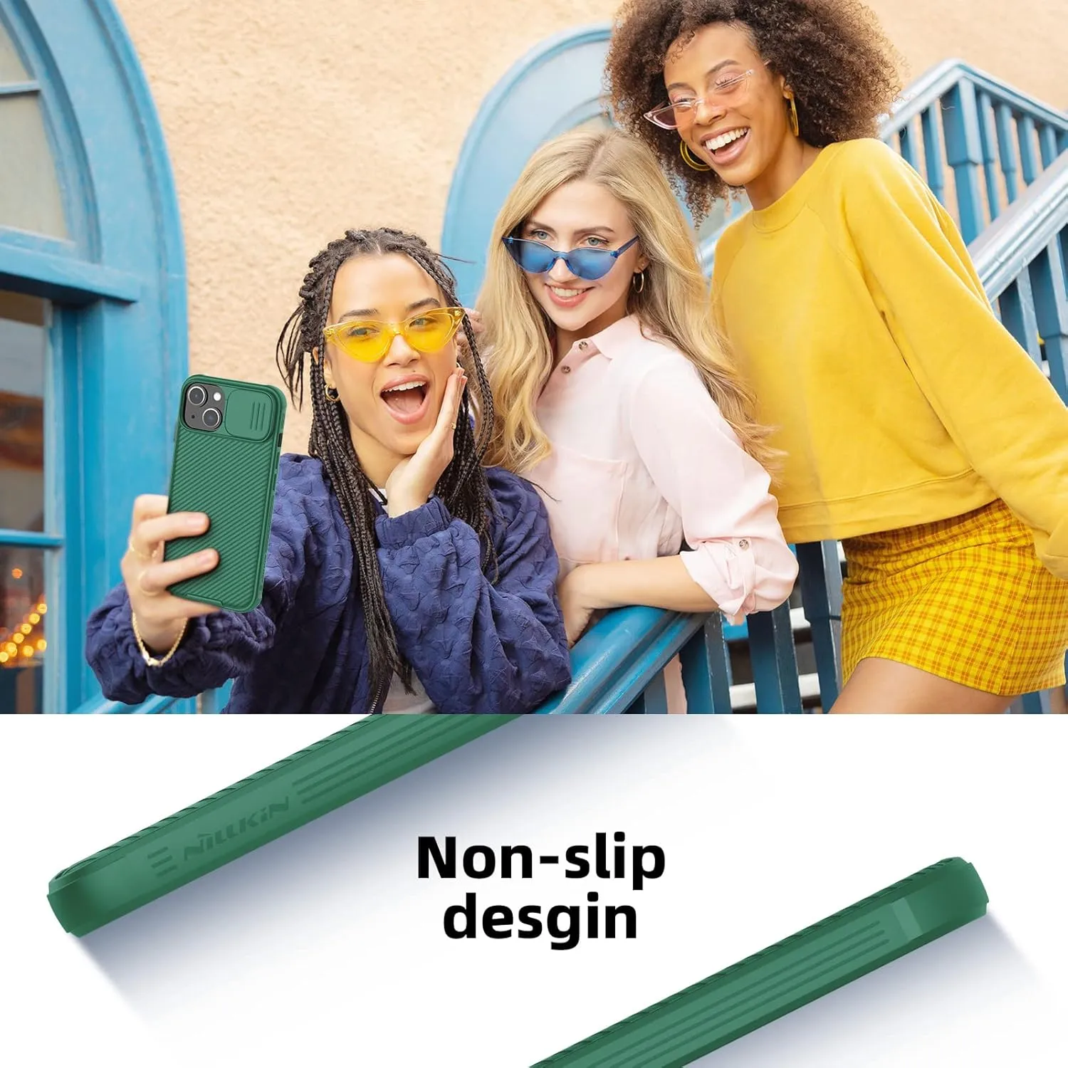 Nillkin Designed for iPhone 14 Plus Case with Camera Cover, CamShield Pro Case with Slide Camera Protection, Slim Fit Thin Shockproof Cover for iPhone 14 Plus 6.7 inch, Green