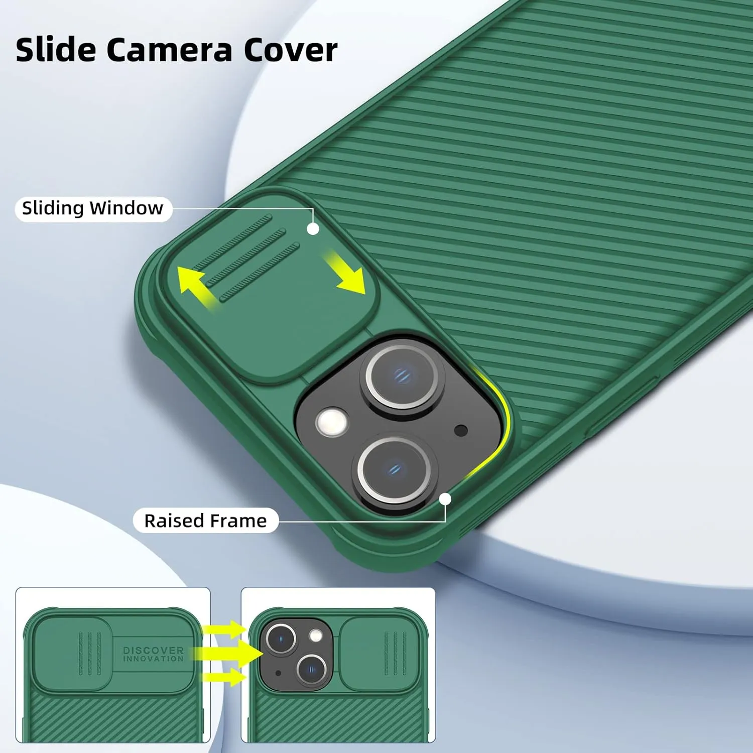 Nillkin Designed for iPhone 14 Plus Case with Camera Cover, CamShield Pro Case with Slide Camera Protection, Slim Fit Thin Shockproof Cover for iPhone 14 Plus 6.7 inch, Green