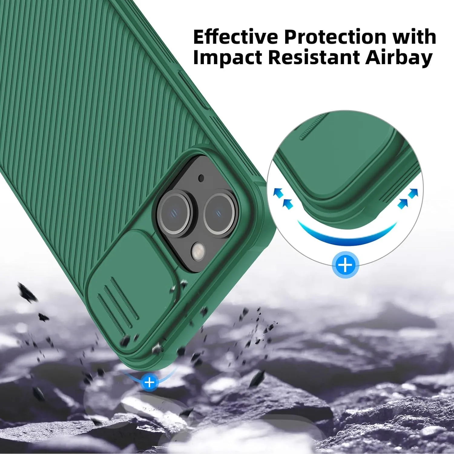 Nillkin Designed for iPhone 14 Plus Case with Camera Cover, CamShield Pro Case with Slide Camera Protection, Slim Fit Thin Shockproof Cover for iPhone 14 Plus 6.7 inch, Green