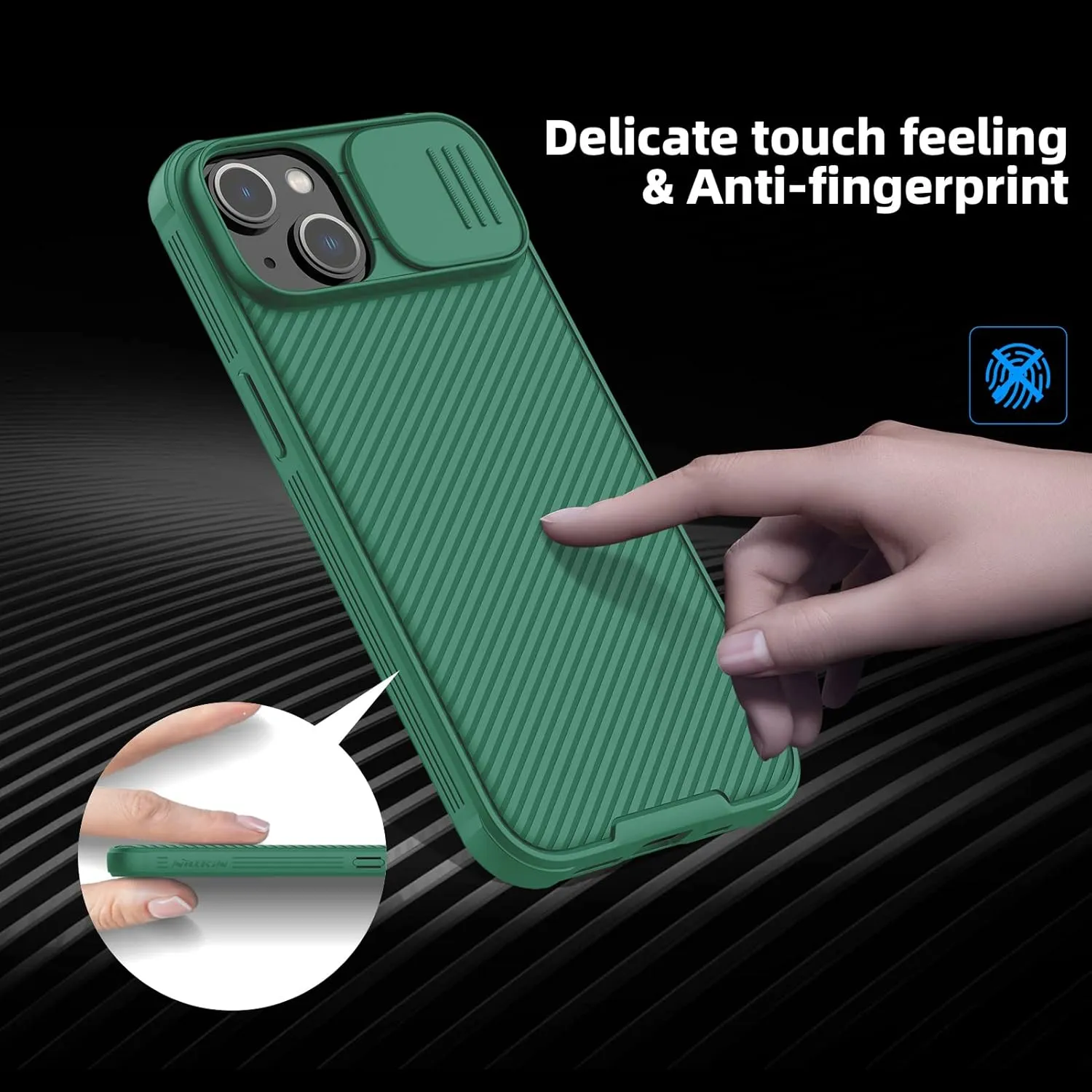 Nillkin Designed for iPhone 14 Plus Case with Camera Cover, CamShield Pro Case with Slide Camera Protection, Slim Fit Thin Shockproof Cover for iPhone 14 Plus 6.7 inch, Green