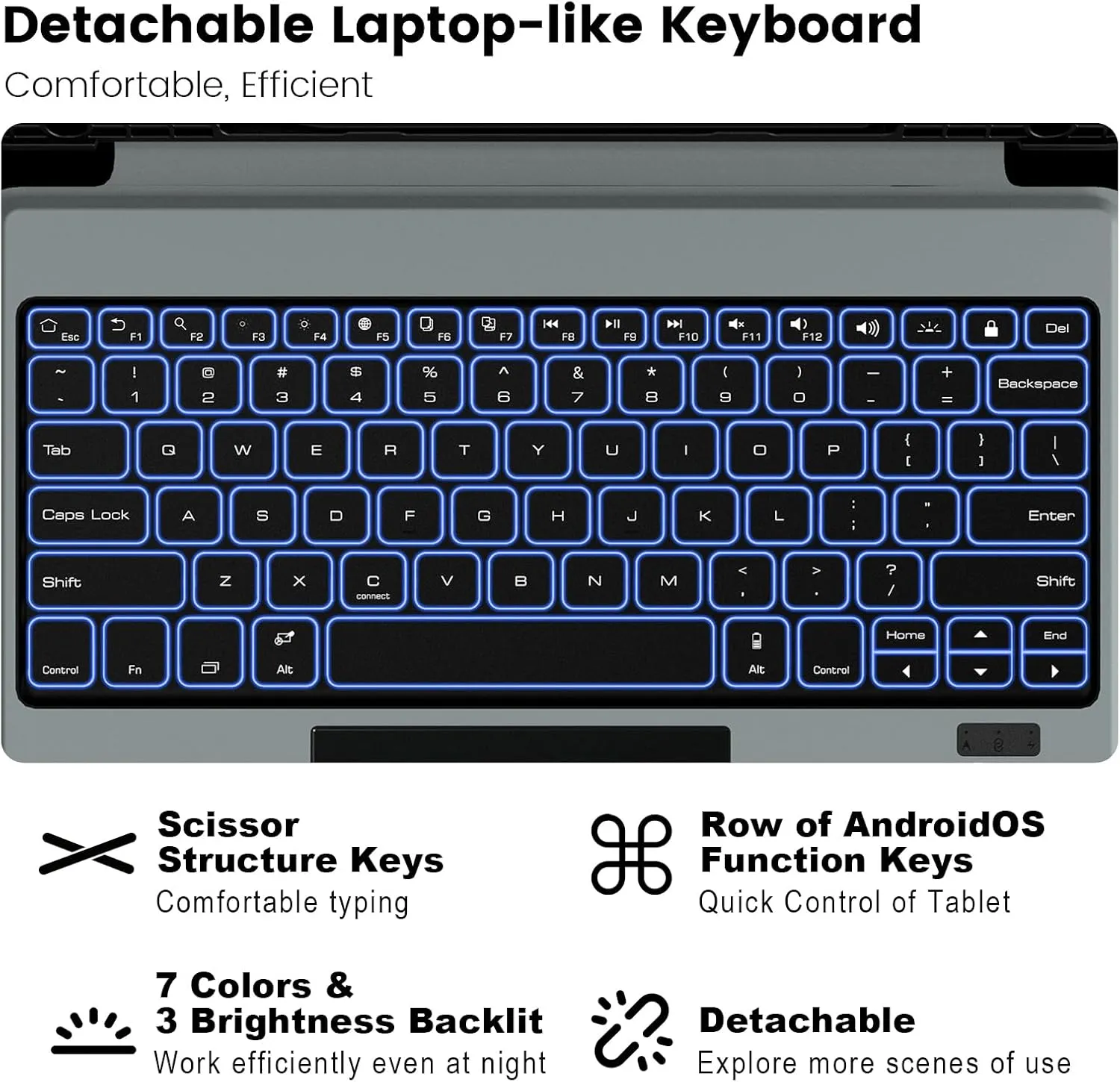 Nillkin for Samsung Galaxy S7 FE/ S7  Plus/ S8  Plus 12.4 Inch Keyboard Case,7 Backlight Colors, Magic Trackpad,S Pen Holder,Slide Camera Cover Compatible with Galaxy S8 Plus Tablet Case with Keyboard