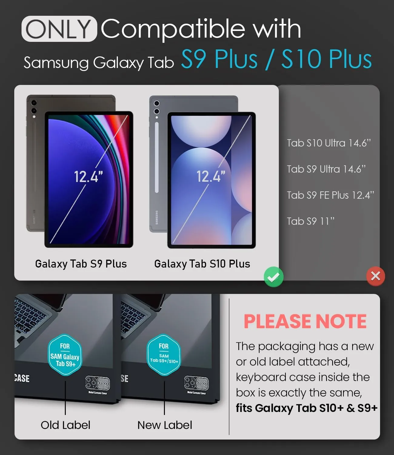 Nillkin for Samsung Galaxy Tab S10 Plus/S9 Plus 12.4" Case with Detachable Keyboard, 7-Color Backlit, Trackpad, S Pen Holder, Rugged Keyboard Case with Camera Cover for Samsung Tablet S9 /S10  5G