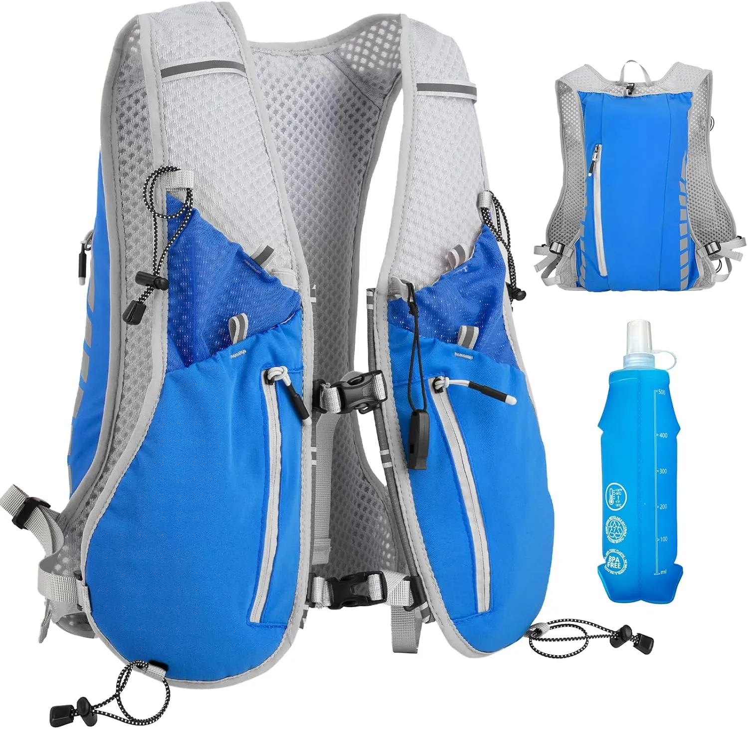 NONSAR Running Vest Backpack 7L, Running Vest for Men Women, Lightweight Pack with 500ml Soft Flask, Adjustable Chest Straps and Reflective Running Hydration Vest for Running Hiking Cycling Camping