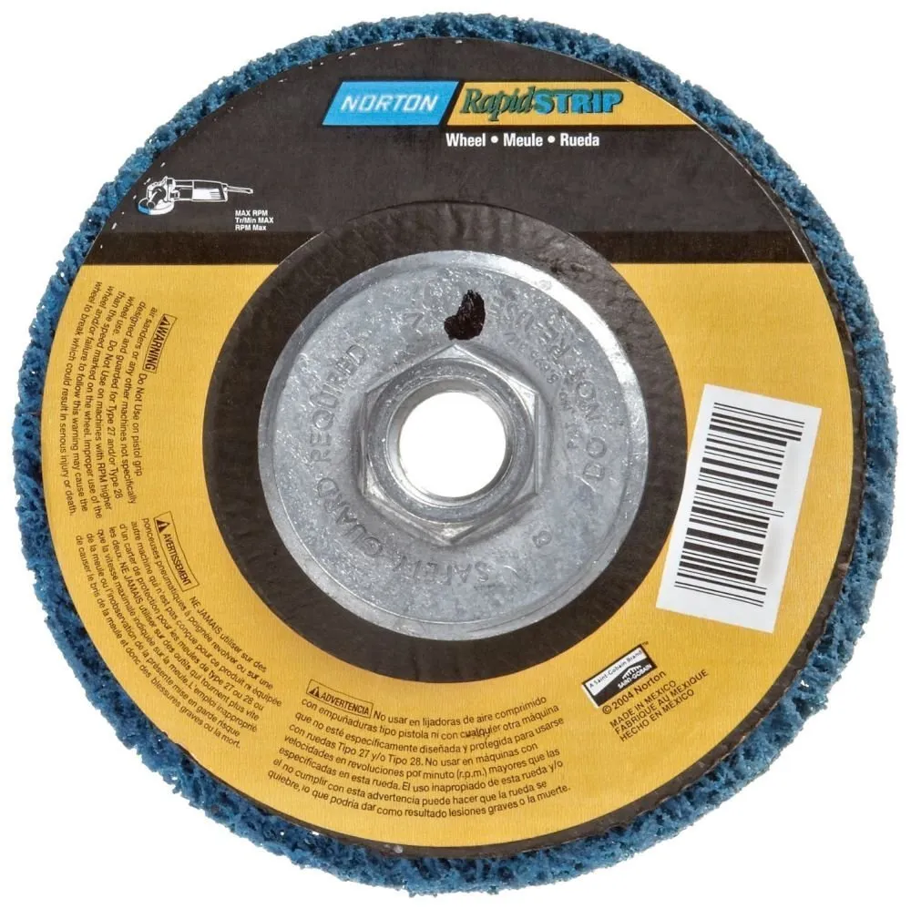 Norton 07660704015 6 Pack Rapid Strip Non-Woven Grinding Wheel, 4-1/2 Diameter, 5/8-11 Arbor Hub, Grit Coarse