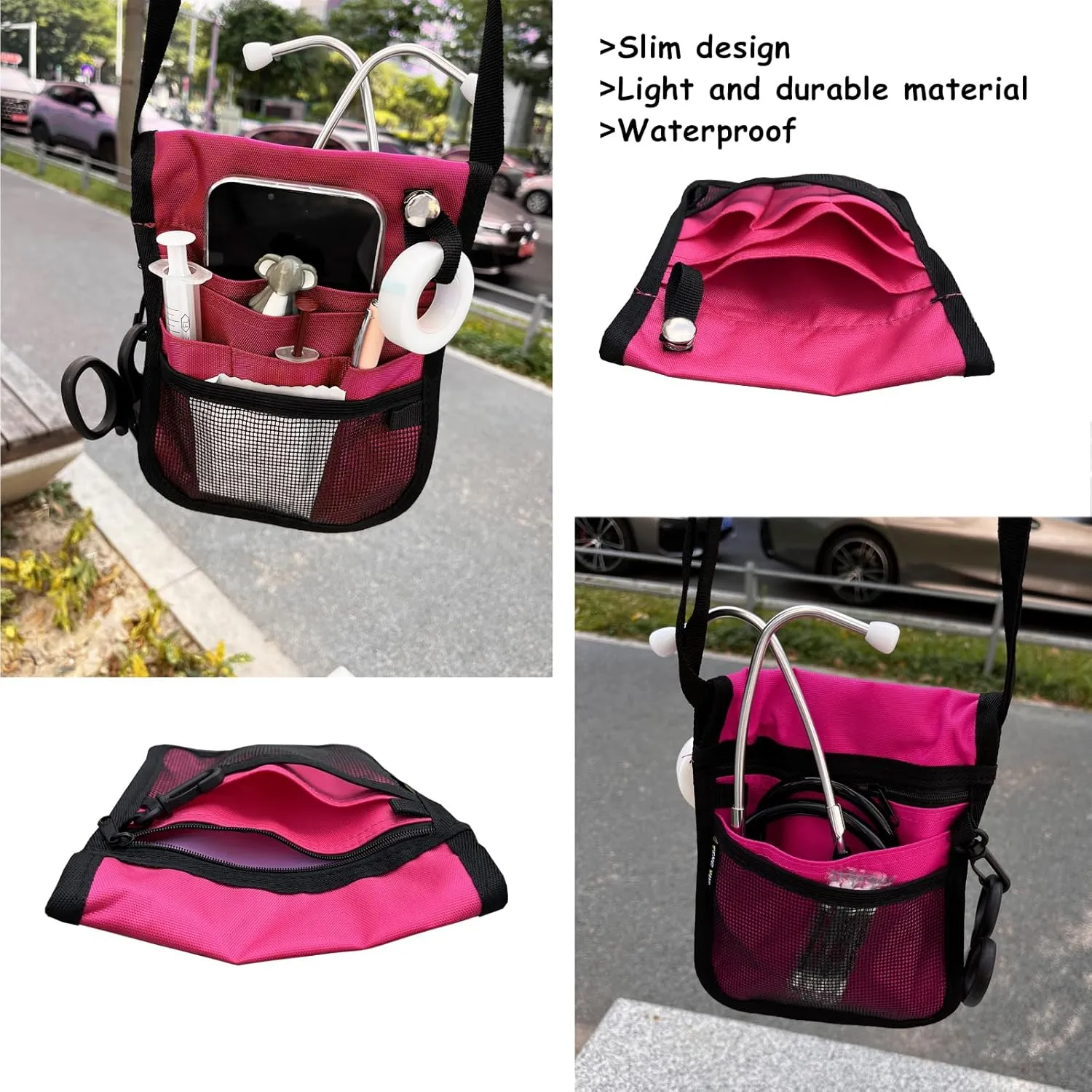 Nurse Fanny Pack for Women,Nursing Fanny Pack for Nurses,Nurse Waist Bag,Nurse Pocket Organizer with Adjustable Shoulder and Waist Strap for Medical Supplies(pink)