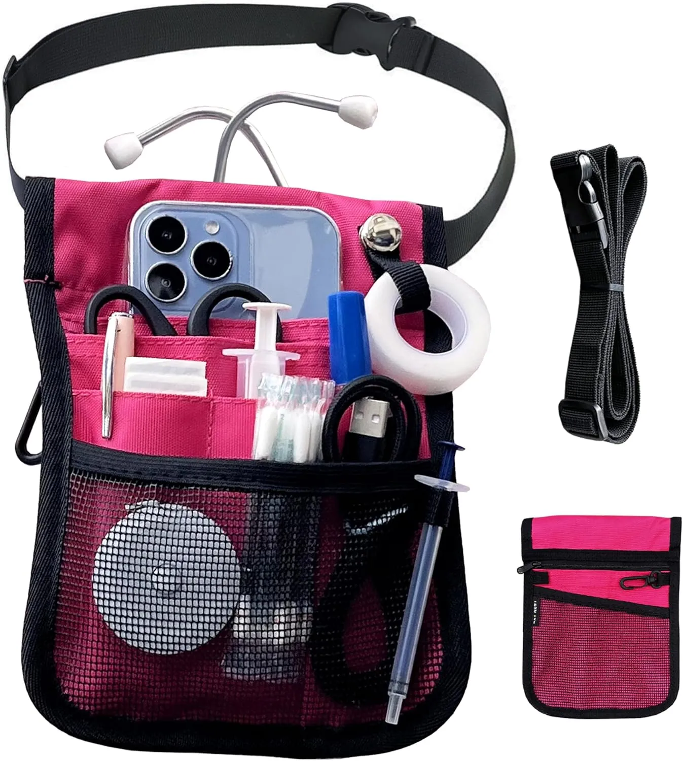Nurse Fanny Pack for Women,Nursing Fanny Pack for Nurses,Nurse Waist Bag,Nurse Pocket Organizer with Adjustable Shoulder and Waist Strap for Medical Supplies(pink)