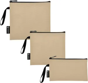 ODAWA 3 Pack Reusable Snack Bag Pale Ocre Leak Proof Reusable Freezer Bags, Dishwasher Bag for Small Items