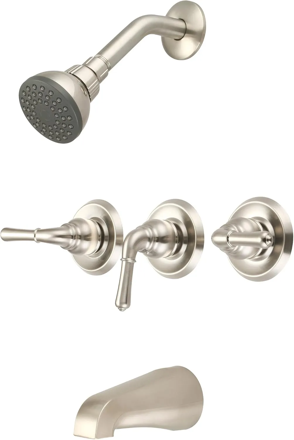 Olympia Faucets P-3230-BN Three Handle Tub/Shower Set, Tarnish Resistant PVD Brushed Nickel Finish