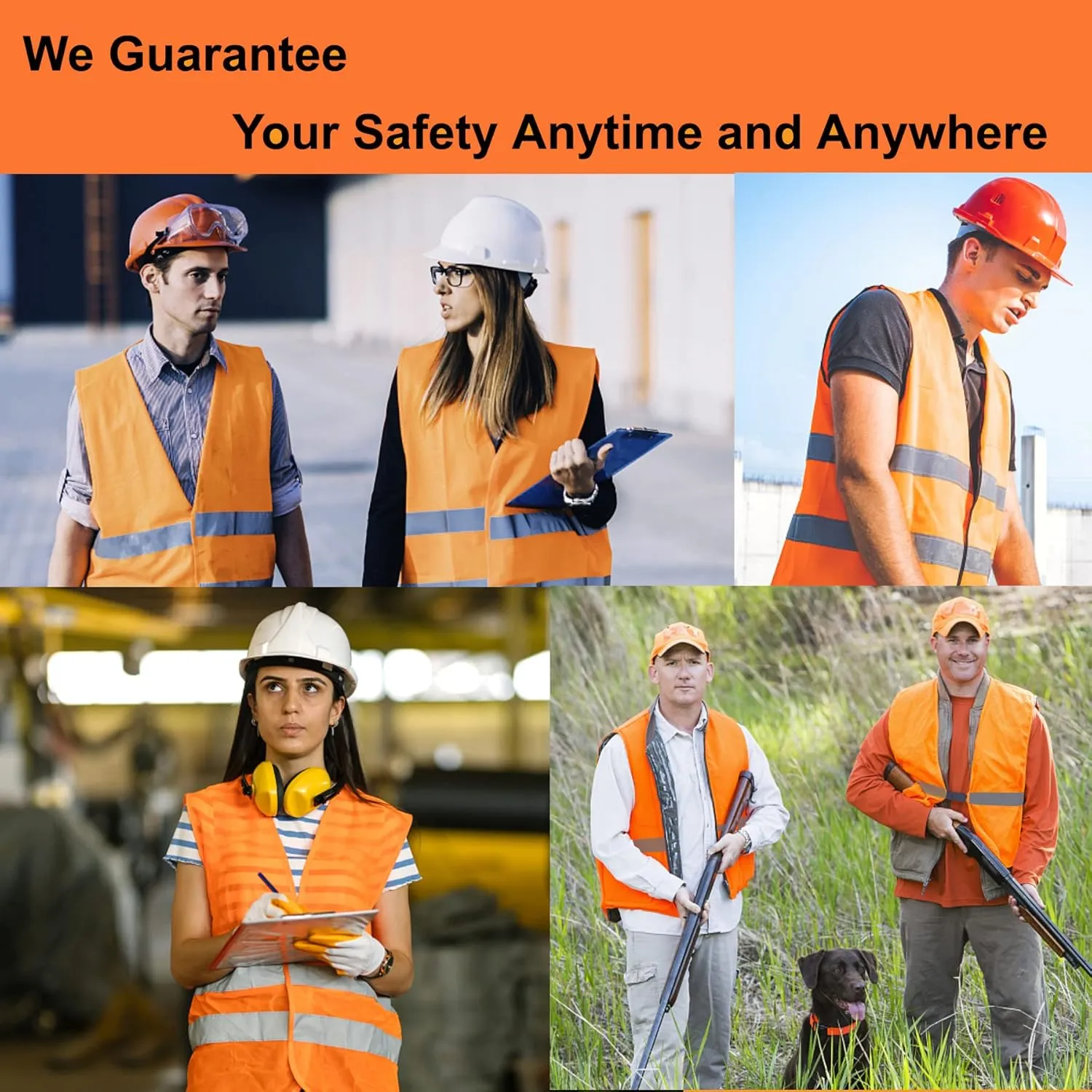 Orange Safety Vests 10 Pack,Reflective High Visibility Construction Working Vest for Men,Woman,Pockets,Hi Vis Mesh and Neon Silver Strip