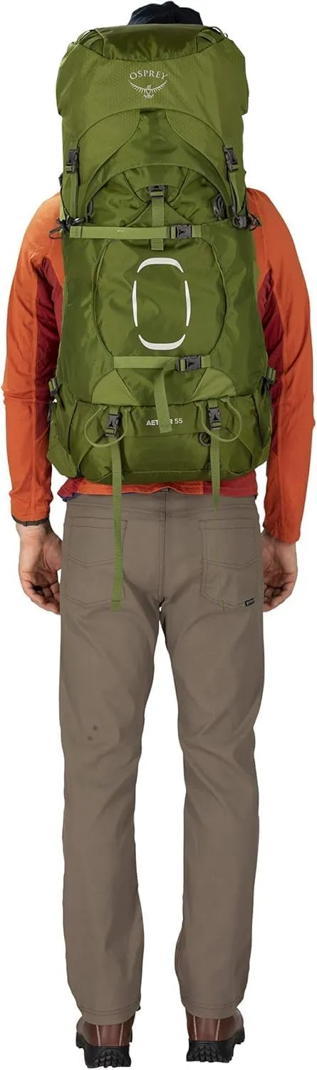 Osprey Aether 55L Men's Backpacking Backpack, Garlic Mustard Green, L/XL