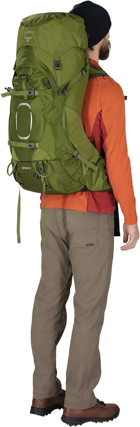 Osprey Aether 55L Men's Backpacking Backpack, Garlic Mustard Green, L/XL