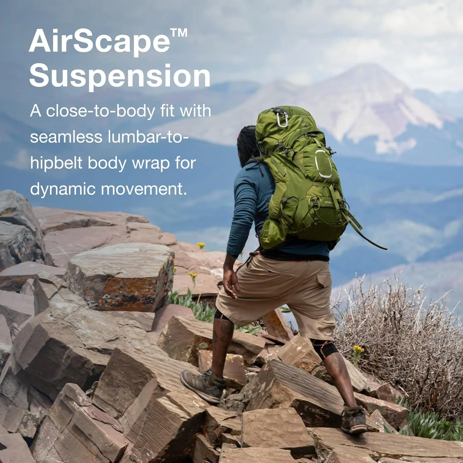 Osprey Aether 55L Men's Backpacking Backpack, Garlic Mustard Green, L/XL