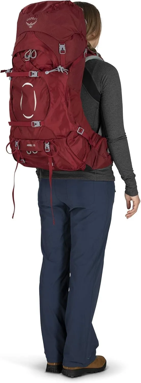 Osprey Ariel 55L Women's Backpacking Backpack, Claret Red, WXS/S