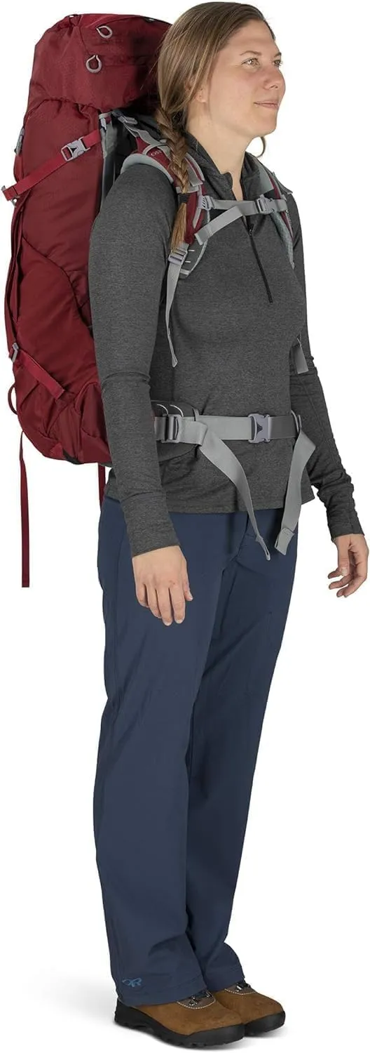 Osprey Ariel 55L Women's Backpacking Backpack, Claret Red, WXS/S