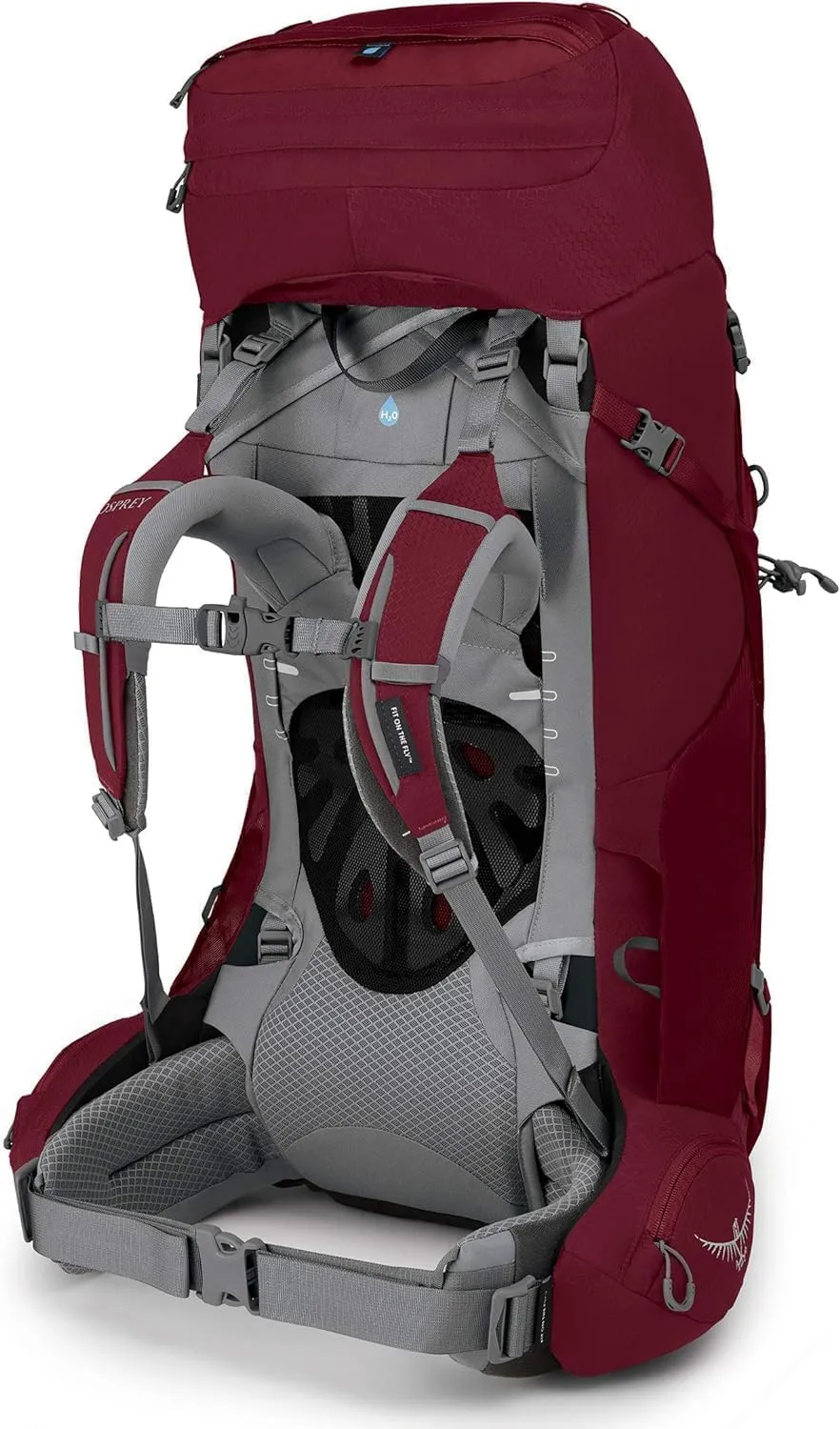 Osprey Ariel 55L Women's Backpacking Backpack, Claret Red, WXS/S