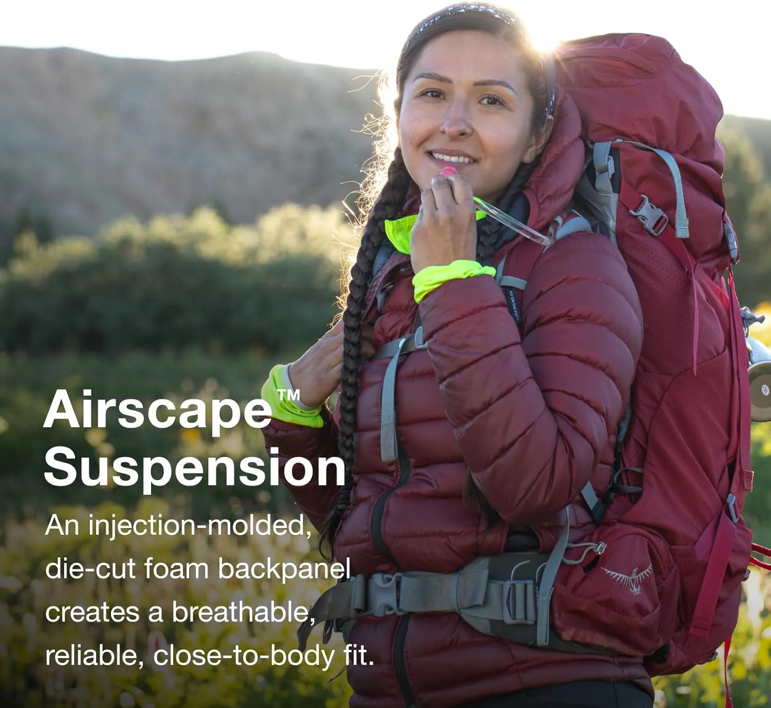 Osprey Ariel 55L Women's Backpacking Backpack, Claret Red, WXS/S