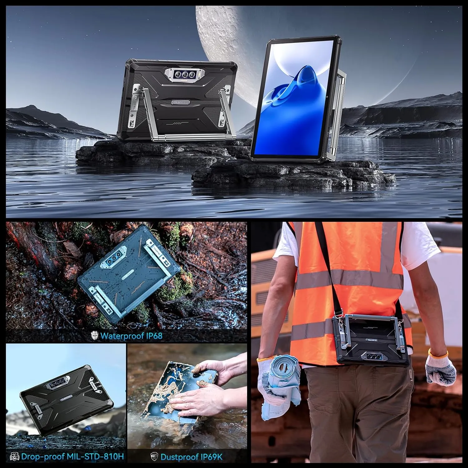 OUKITEL RT7 Rugged Tablet 5G, 32000mAh Battery Waterproof Tablet, 33W Fast Charging, 24GB 256GB, 10.1" FHD , 48MP 20MP Night Vision Camera Tablets PC Android 13, Dual SIM/5G WiFi/GPS/NFC, T-Mobile