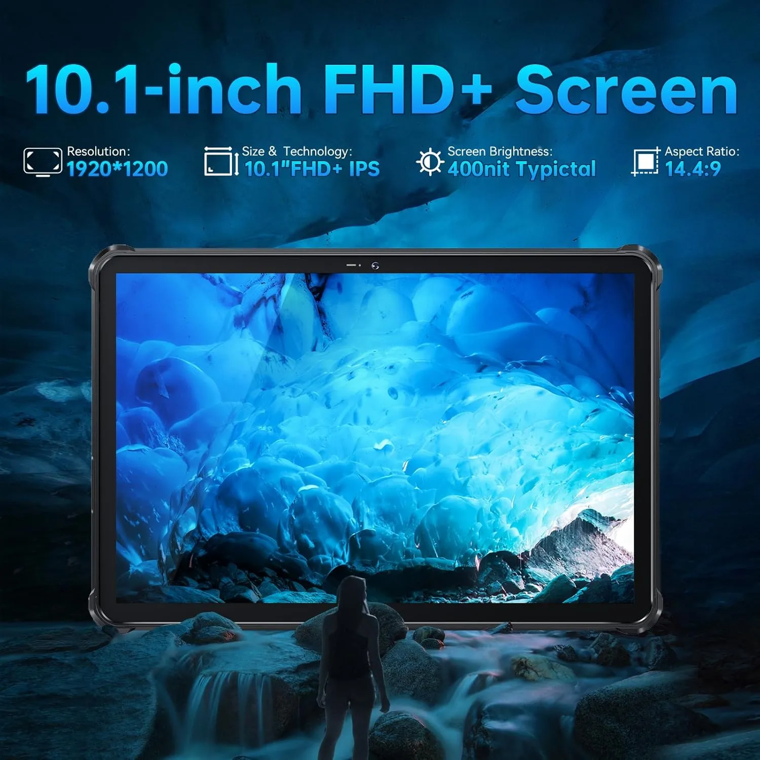 OUKITEL RT7 Rugged Tablet 5G, 32000mAh Battery Waterproof Tablet, 33W Fast Charging, 24GB 256GB, 10.1" FHD , 48MP 20MP Night Vision Camera Tablets PC Android 13, Dual SIM/5G WiFi/GPS/NFC, T-Mobile