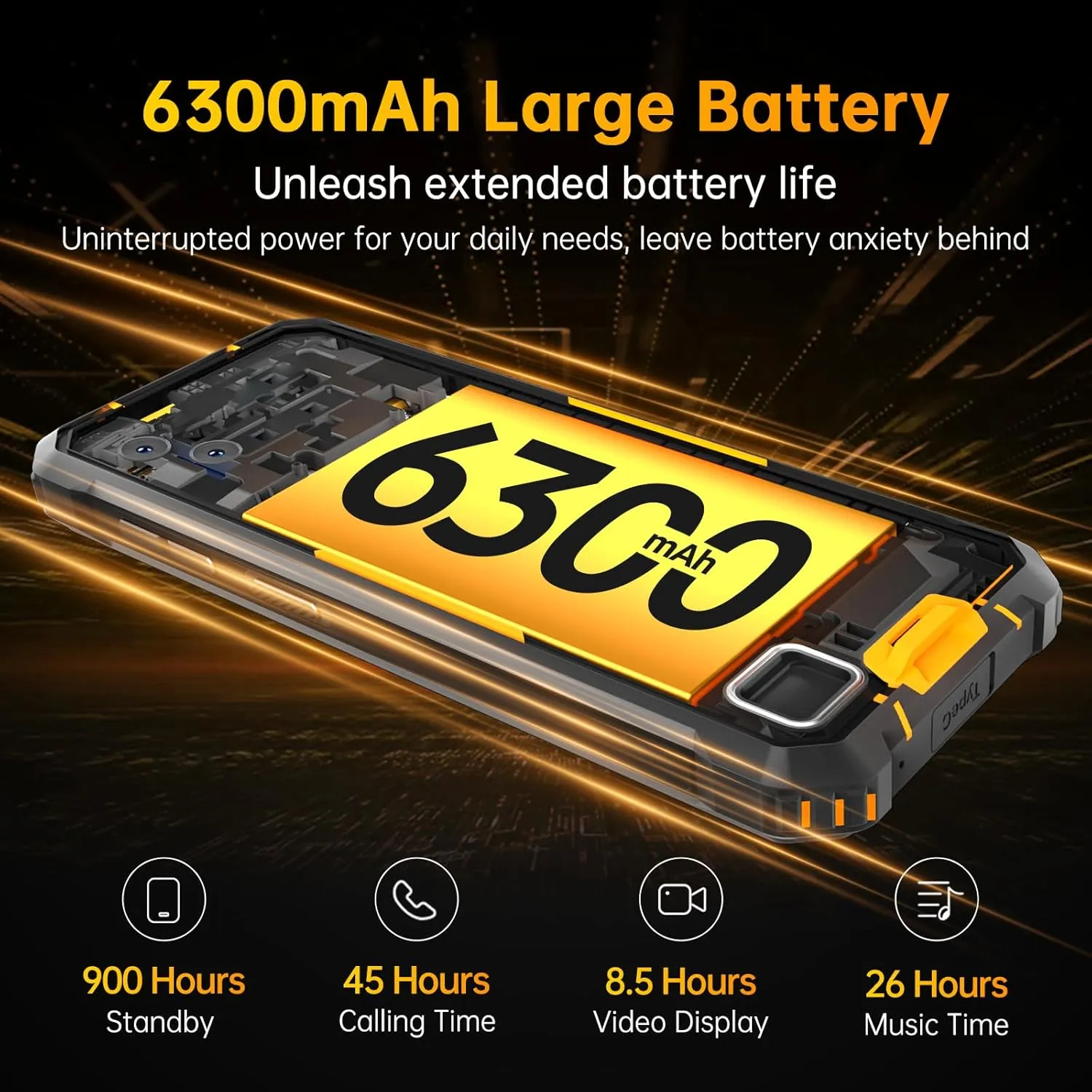 OUKITEL WP32 Rugged Smartphone Unlocked - 12GB RAM 128GB ROM/1TB Rugged Phone Android 14, 6300mAh Battery, 20MP 5MP Cell Phone, 6.0" Screen, 4G Dual SIM, IP68/IP69K, NFC,OTG,GPS,T-Mobile, Orange