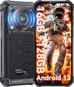 OUKITEL WP36 2024 Rugged Smartphone - 10600mAh Rugged Phone 128dB Loud Speaker, 16GB 128GB Dual Sim Phones 6.52" Big Screen, Android 13 Cell Phone, NFC/OTG, T-Mobile Compatible Rugged Smart Phone