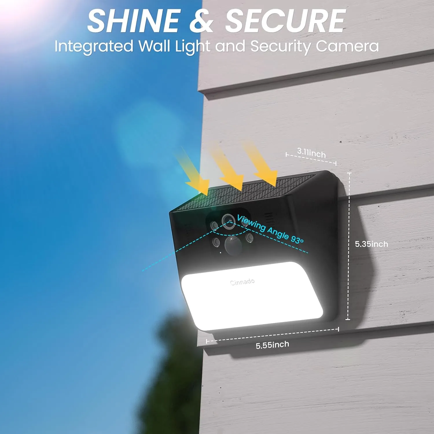 Outdoor Camera Wireless-2.4G 2K Solar Wall Light Cameras for Home Security with AI Motion Detection, Waterproof,Motion Activated Light, Siren Cloud/SD Storage, Compatible with Alexa,S2