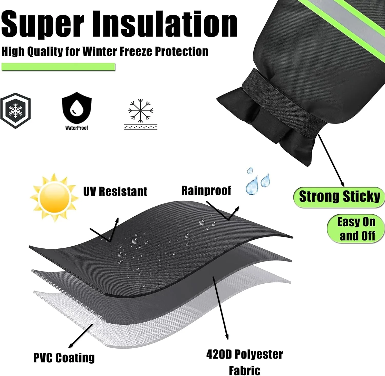 Outdoor Faucet Cover for Winter - Pro 7.1"W x 9.8"H - 6 PACK Outdoor Water Faucet Cover Socks for Winter Freeze Protection Pipe Insulation Reusable Waterproof Insulated Spigot backflow Cover