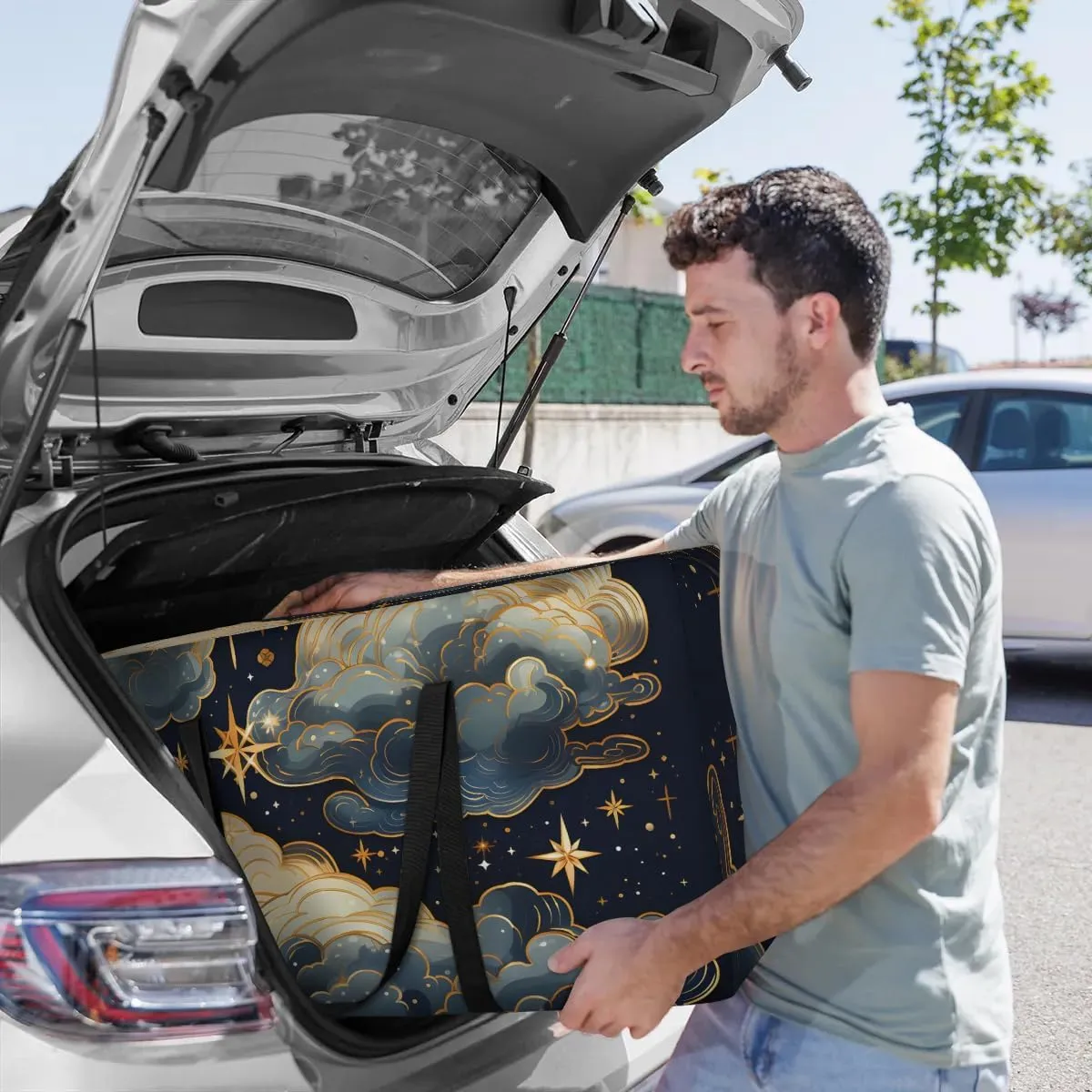 Oversized Moving Bags Cartoon Cloud Stars Waterproof Storage Totes Large Storage Bags for Clothes Packing Bags for Moving Travel & Clothes Storage