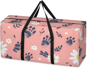 Oversized Moving Bags Daisy Footprints Waterproof Storage Totes Large Storage Bags for Clothes Packing Bags for Moving Travel & Clothes Storage