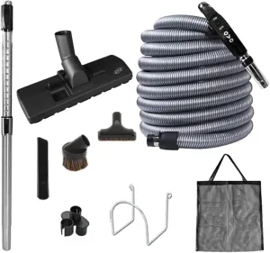 OVO Central Vacuum Standard Accessories Kit, with 40ft Low-Voltage Hose, ON/Off Switch Control at The Handle, 12’’ Combo Brush and Accessories, for Hard Surfaces and Carpets