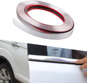 Pack-1 Car Chrome Trim Molding, 49.2 Ft x 0.78" Body Window Seal Rubbing Strip, Bumper Anti-Collision Strip, Universal for Auto DIY Shiny Self-Adhesive Strip (Silver)