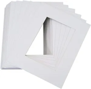 Pack of 25 8x10 WHITE Picture Mats Mattes with White Core Bevel Cut for 5x7 Photo   Backing   Bags