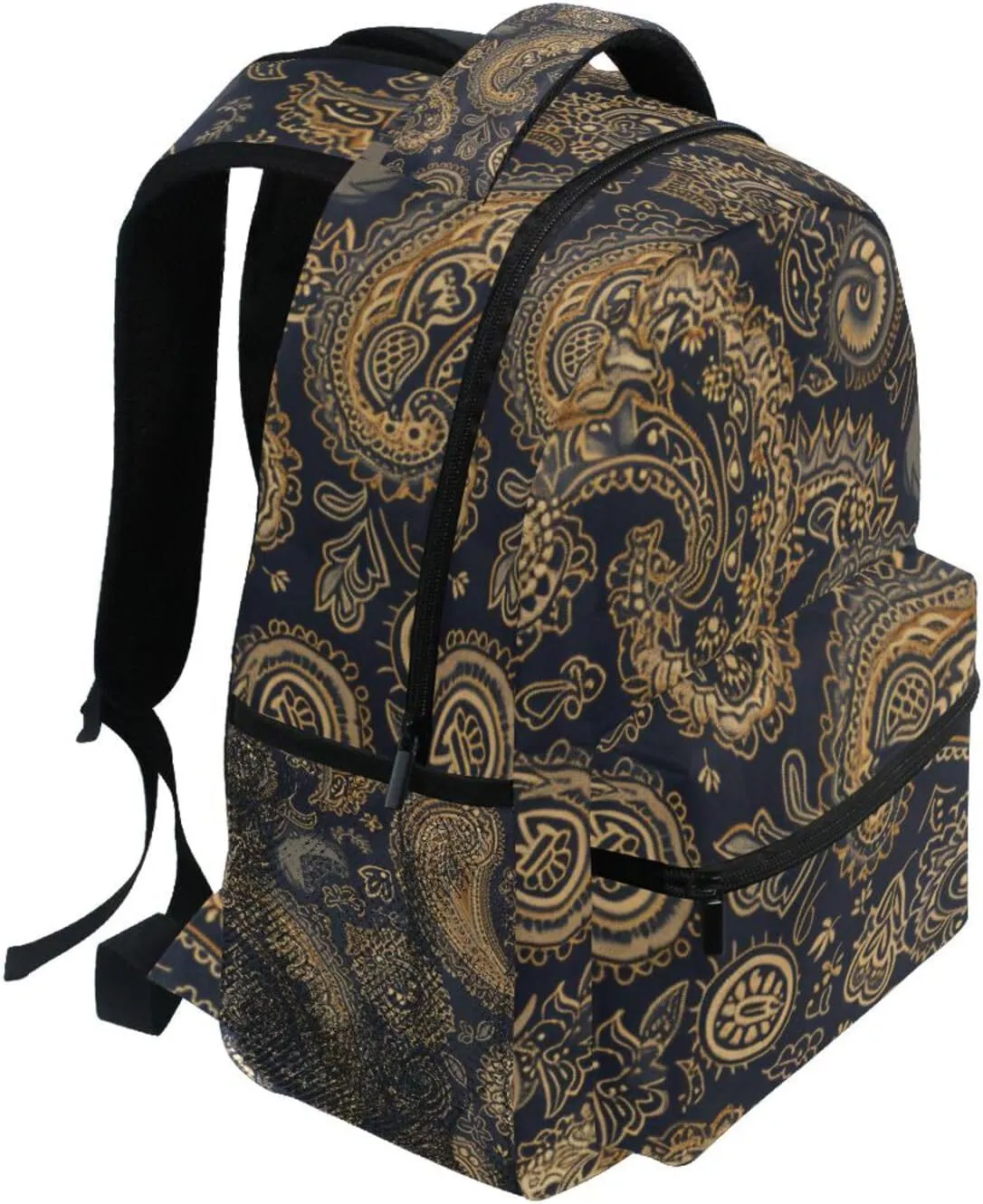 Paisley Beautifully Merges Backpack Daypack Shoulder Bag Book Bag Lightweight Back Pack with Reflective Strip Travel Laptop Daypack 12 ×16.9 In