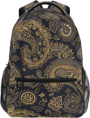Paisley Beautifully Merges Backpack Daypack Shoulder Bag Book Bag Lightweight Back Pack with Reflective Strip Travel Laptop Daypack 12 ×16.9 In