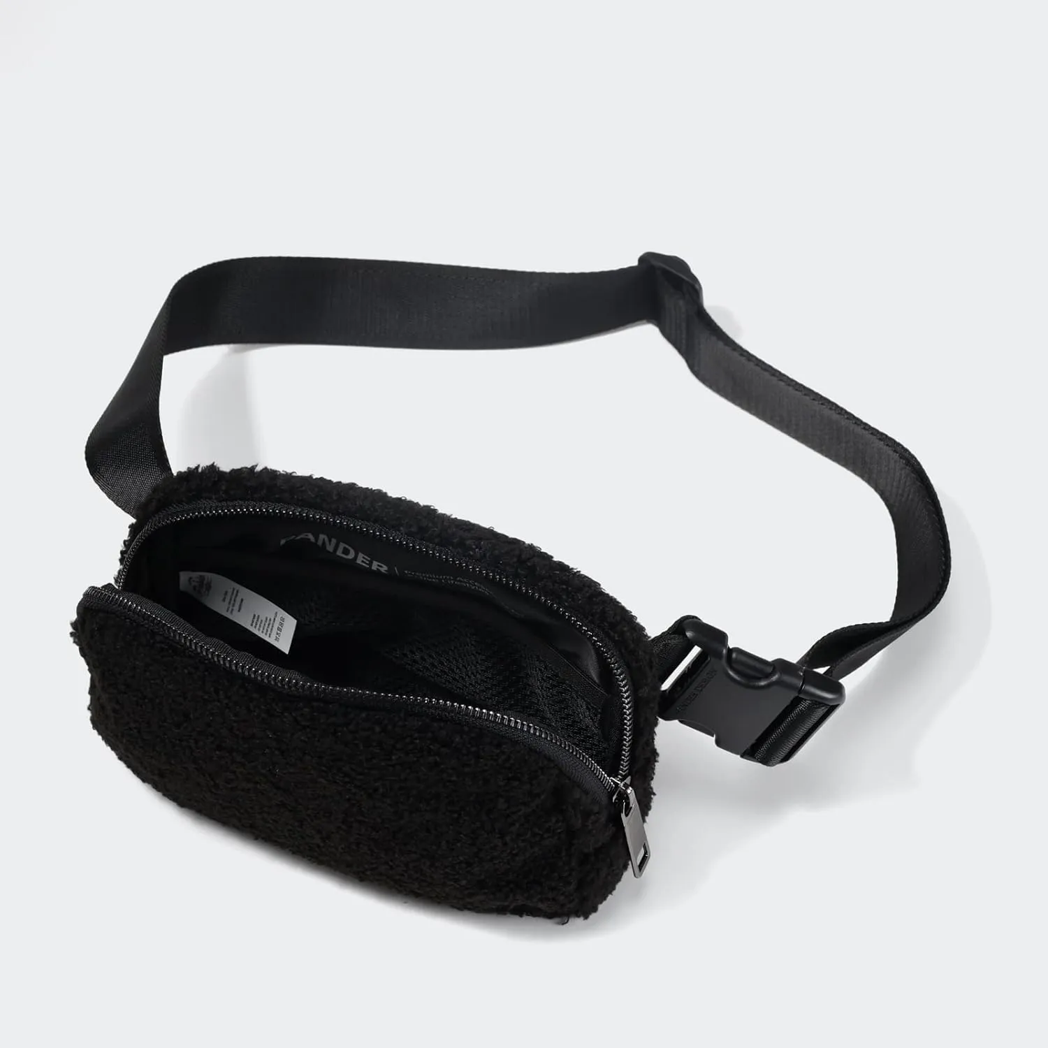 Pander Fanny pack Everywhere Fleece Belt Bag for Women and Men with Adjustable strap Belt, 1L. (Black)