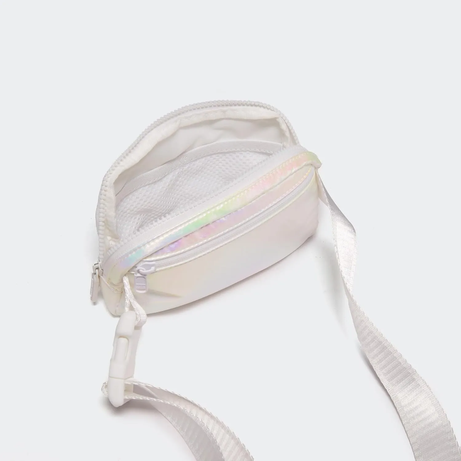 Pander Two Way Zipper Fanny Pack Nylon Everywhere Belt Bag for Women, Water Repellent Waist Packs, Crossbody Bags with Adjustable Strap(Iridescent).