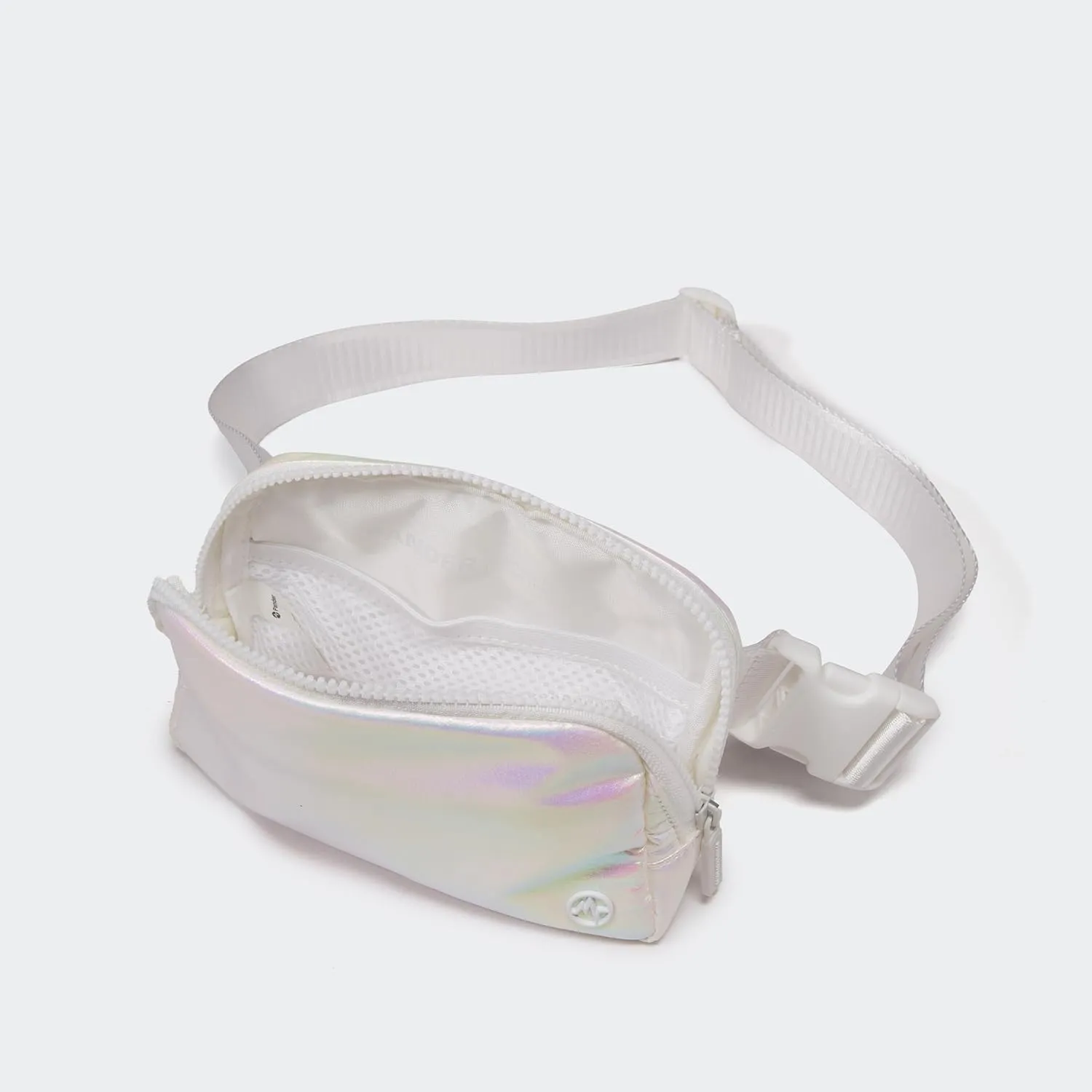 Pander Two Way Zipper Fanny Pack Nylon Everywhere Belt Bag for Women, Water Repellent Waist Packs, Crossbody Bags with Adjustable Strap(Iridescent).