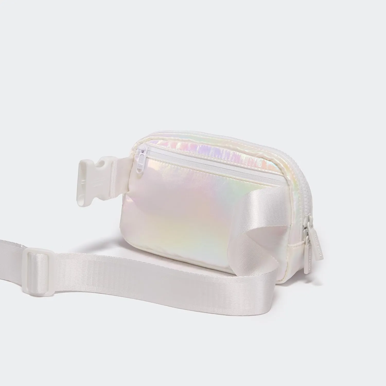 Pander Two Way Zipper Fanny Pack Nylon Everywhere Belt Bag for Women, Water Repellent Waist Packs, Crossbody Bags with Adjustable Strap(Iridescent).