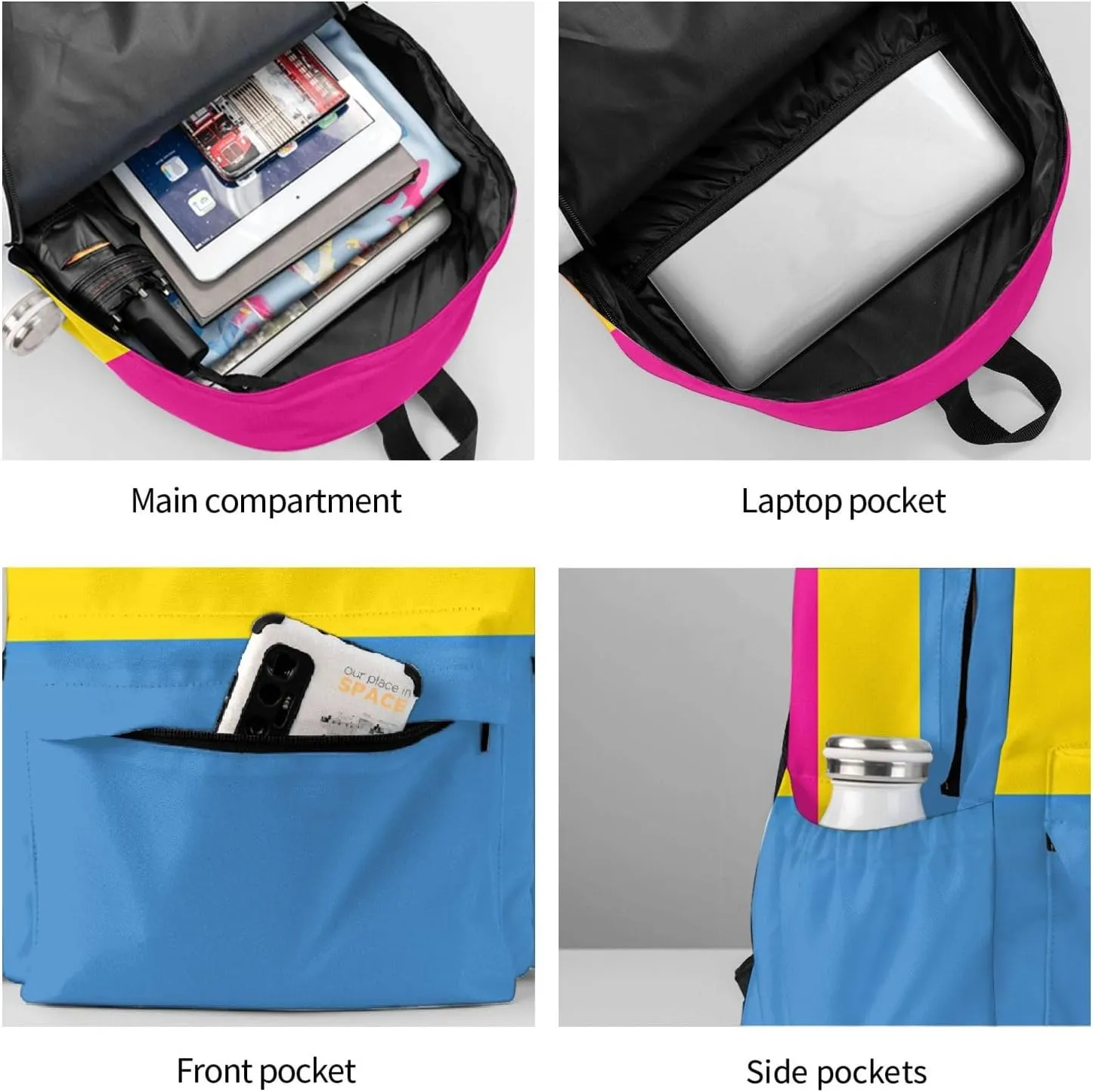 Pansexual Pride Flag Laptop Backpack Shoulder Bag Laptop Pack Travel Backpacks Commuter Back Pack Casual Daypack Bags With Side Pockets
