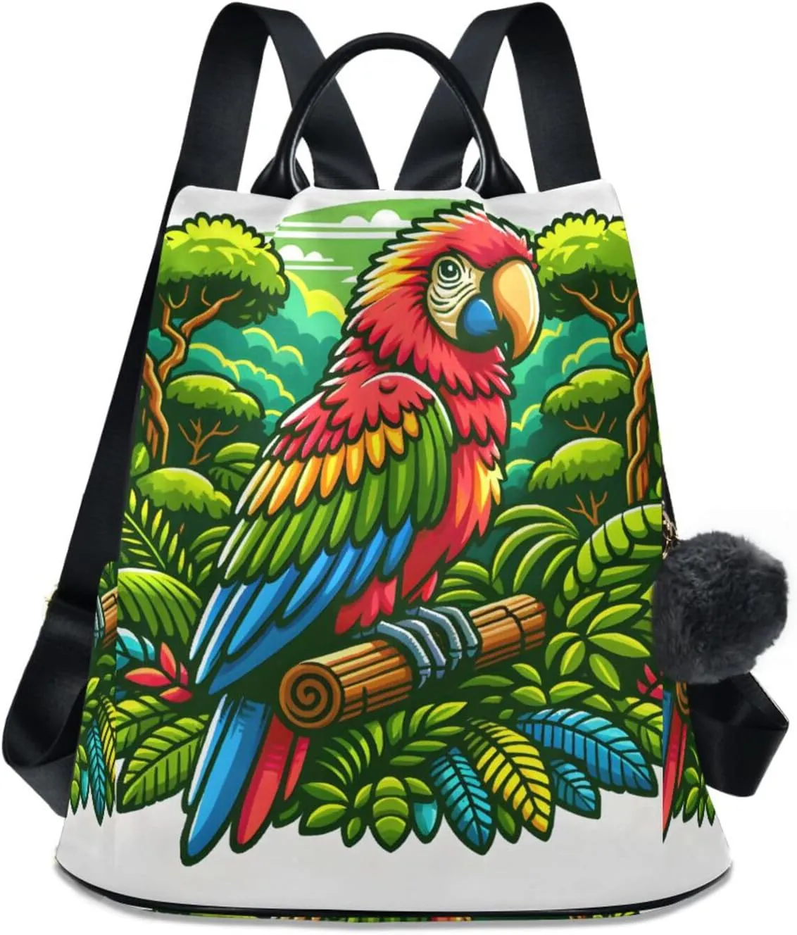 Parrot Green Leaf Backpack for Women Anti Theft Large Fashion Travel Shoulder Bag Purse Rucksack Lightweight