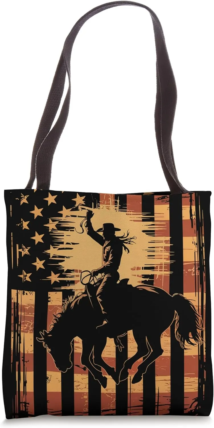 Patriotic Bullfighter Bull Riding Cowboy Rodeo Tote Bag