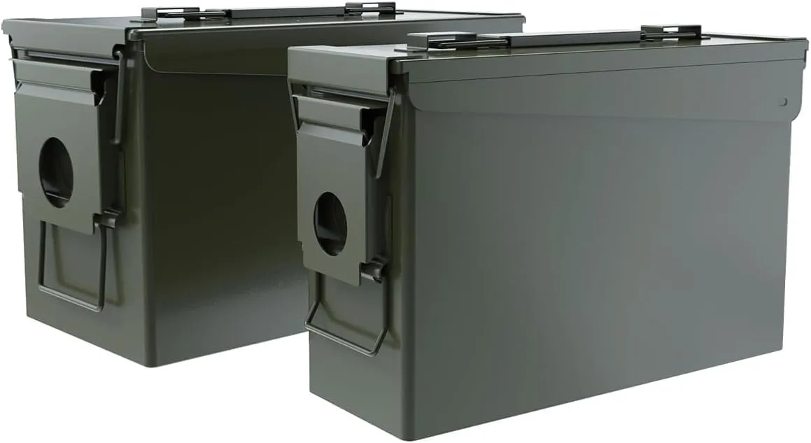PATRON Cal Ammo Can Metal 9mm Ammo Box Storage Crate case for Shotgun Bullet Rifle Nerf Ammunition Waterproof case-Gard Organizer(Black)