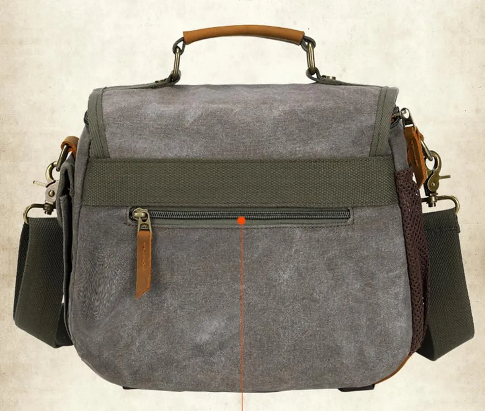 peacechaos Camera Case Crossbody Shoulder Messenger Bag, Vintage DSLR/SLR/Mirrorless Photography Camera Bag with Canon/Nikon/Sony (Army Green)