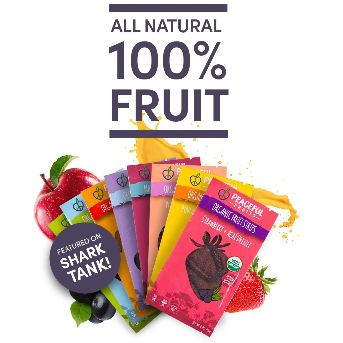 Peaceful Fruits 100% Fruit Strips (Variety pack (blueberry, mango, peach, pineapple), 12 count)