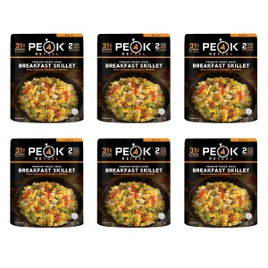 Peak Refuel Breakfast Meals | Freeze Dried Backpacking, Camping & Emergency Prep Food | 2 Servings Pouches (6-Pack, Skillet)